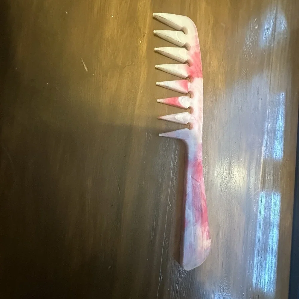 Vintage 1 Pc‎ Long Handle Wide Tooth Comb Colorful Made in USA Pre-owned Used